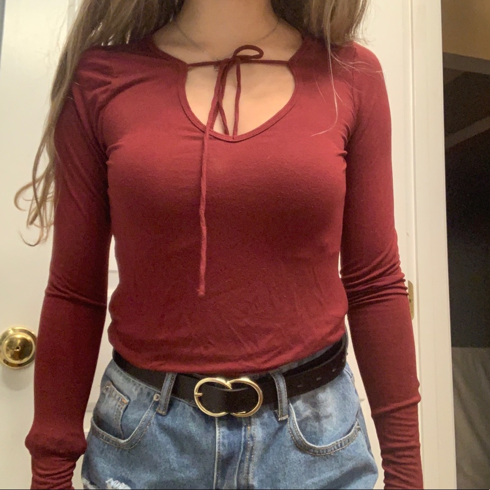 Dainty Tie-String Long Sleeve Tee - Very Soft